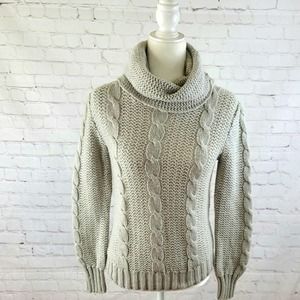 Grey Acrylic Blend Cowl Neck Long Sleeve Sweater